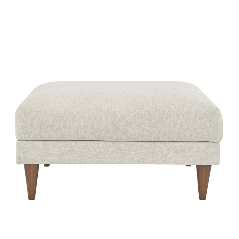 Pemberly Row Upholstered Polyester Fabric Ottoman with Tapered Legs in Ivory