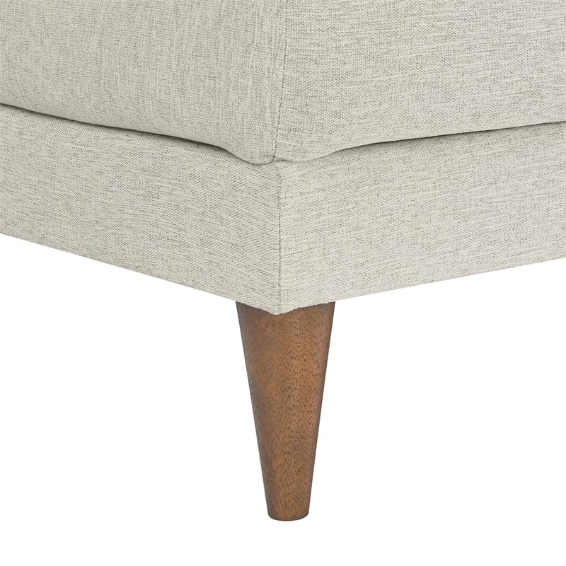 Pemberly Row Upholstered Polyester Fabric Ottoman with Tapered Legs in Ivory