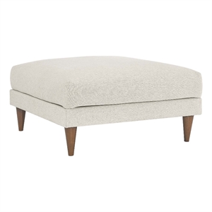 Pemberly Row Upholstered Polyester Fabric Ottoman with Tapered Legs in Ivory