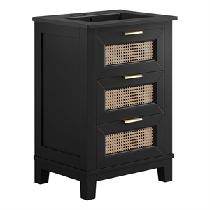Pemberly Row 24&quot Solid Wood Bathroom Vanity Cabinet with Tapered Legs in Black