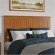 Pemberly Row Queen Coastal Solid Wood Panel Headboard in Light Toffee
