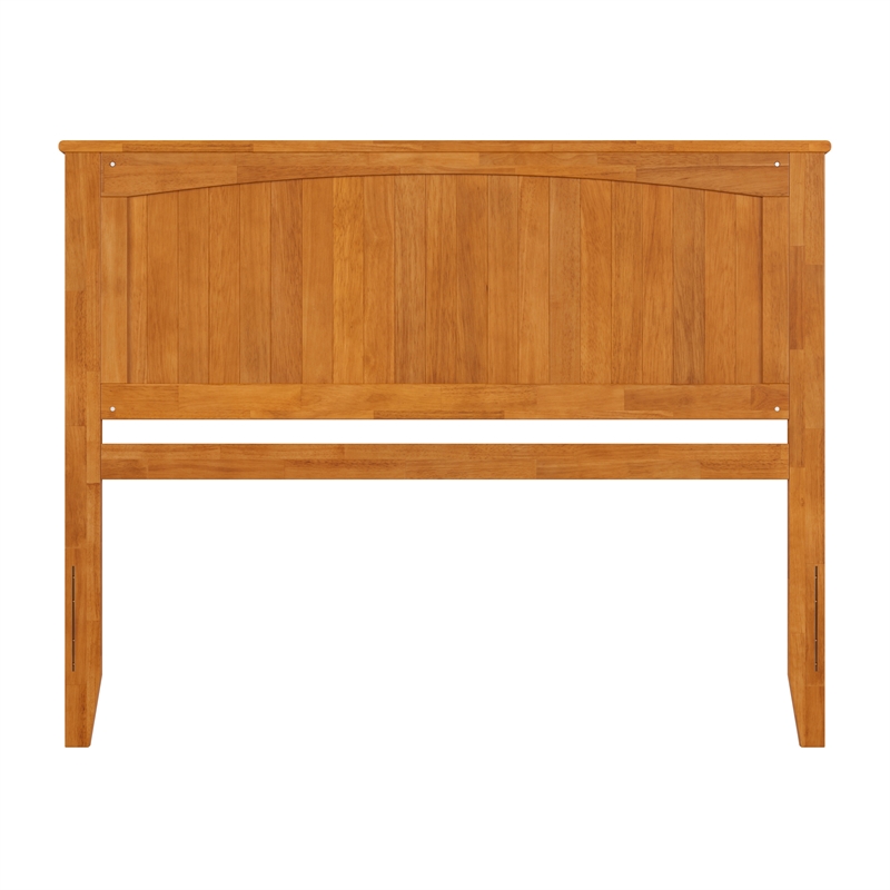 Pemberly Row Queen Coastal Solid Wood Panel Headboard in Light Toffee
