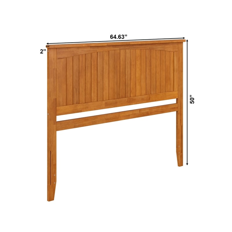 Pemberly Row Queen Coastal Solid Wood Panel Headboard in Light Toffee