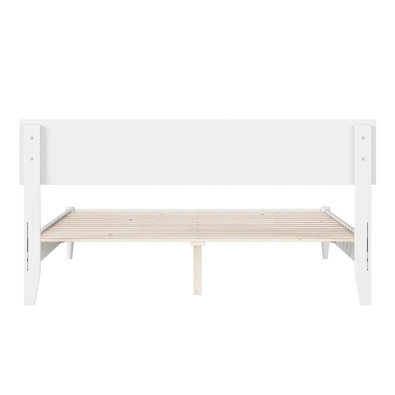 Pemberly Row Modern Solid Wood Low Profile Queen Platform Bed in White