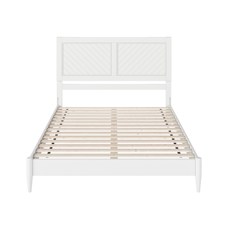 Pemberly Row Queen Solid Wood Low Profile Platform Bed in White