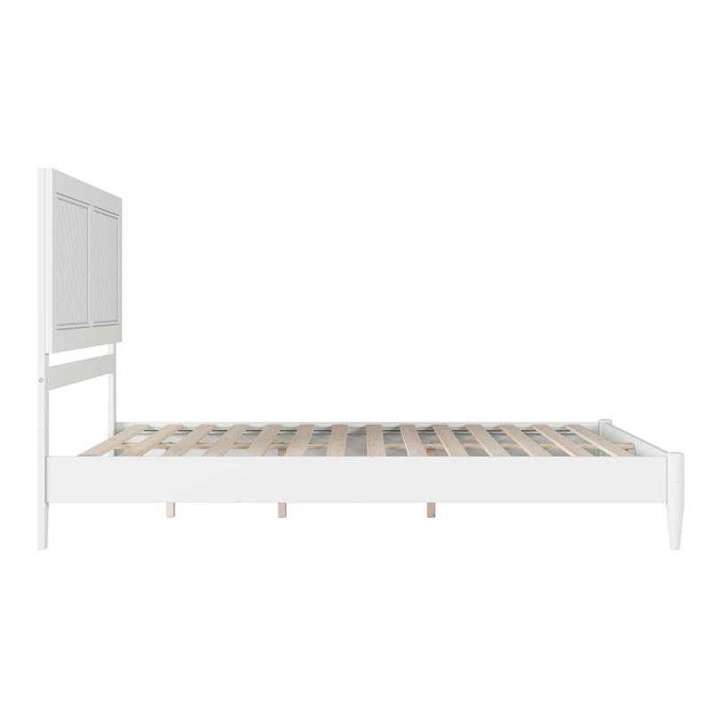 Pemberly Row Queen Solid Wood Low Profile Platform Bed in White