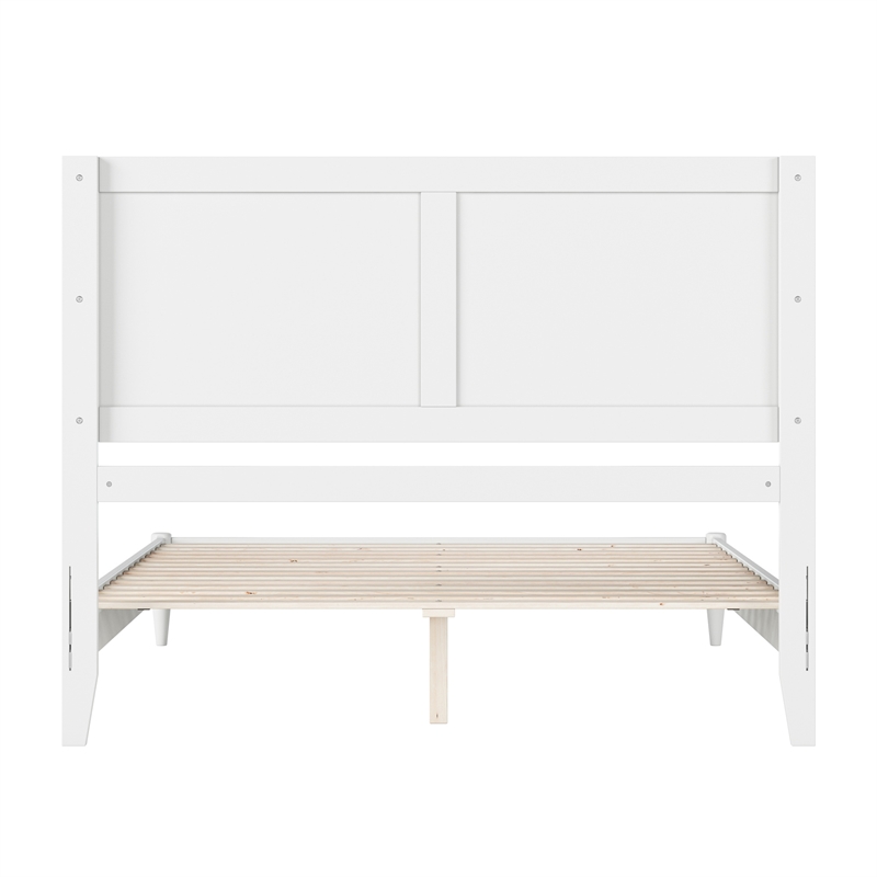 Pemberly Row Queen Solid Wood Low Profile Platform Bed in White
