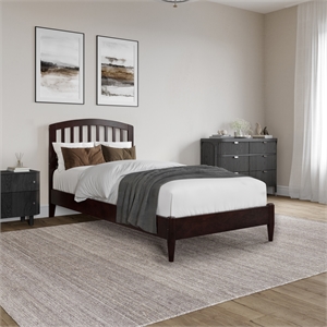 Pemberly Row Quincy Twin XL Wood Low Profile Platform Bed in Espresso