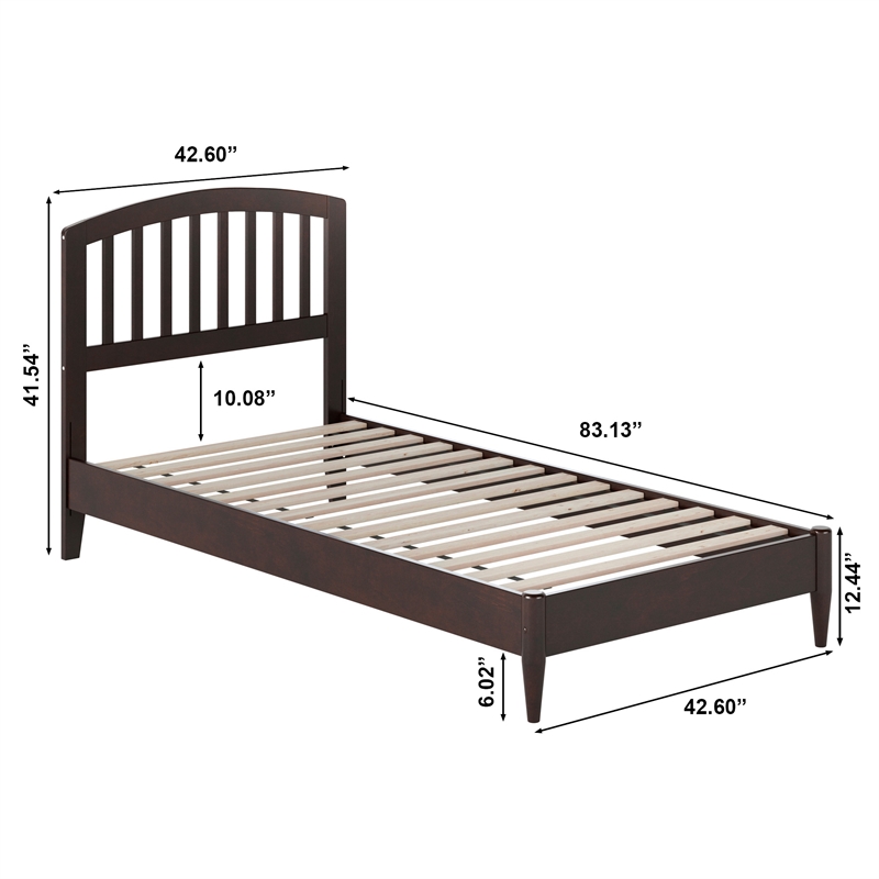 Pemberly Row Quincy Twin XL Wood Low Profile Platform Bed in Espresso