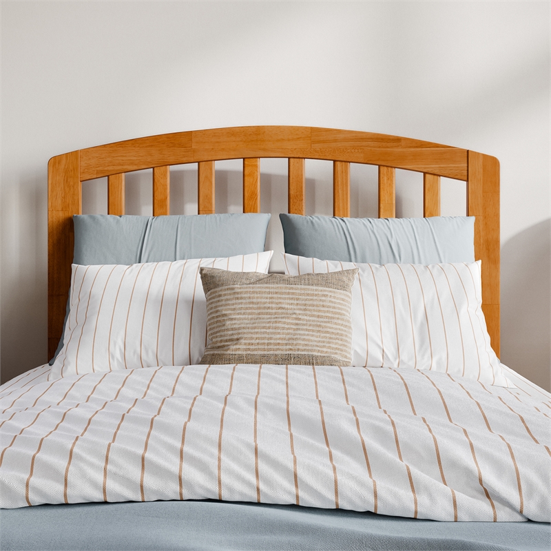 Pemberly Row Quincy Twin XL Wood Low Profile Platform Bed in Light Toffee