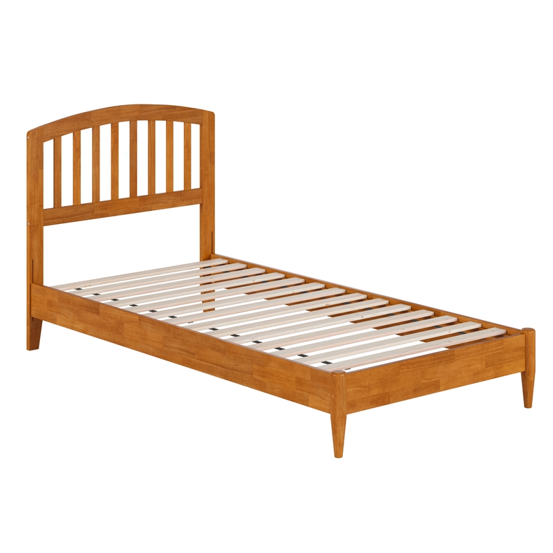 Pemberly Row Quincy Twin XL Wood Low Profile Platform Bed in Light Toffee
