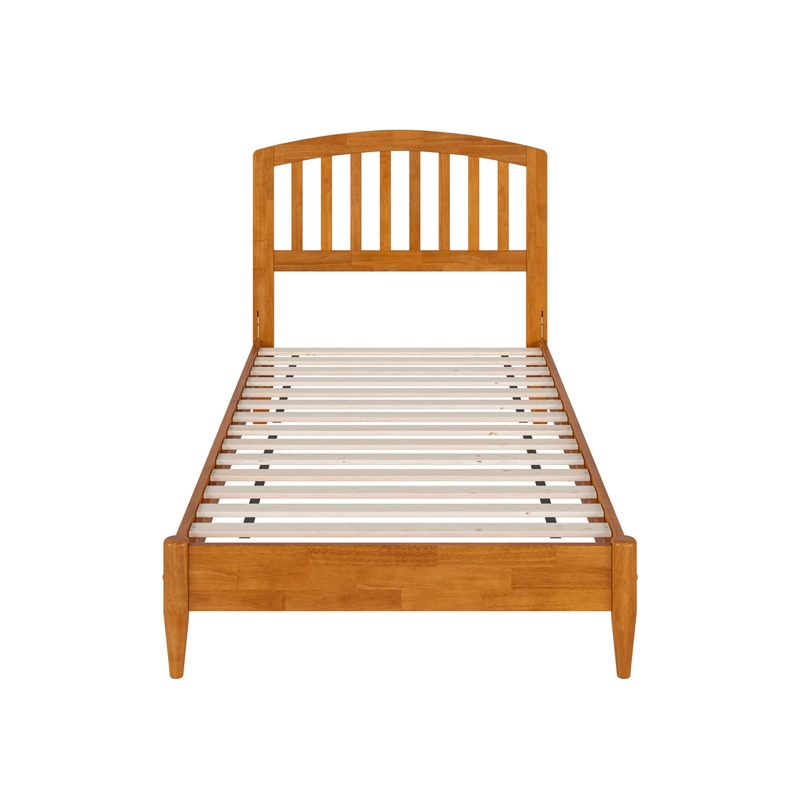 Pemberly Row Quincy Twin XL Wood Low Profile Platform Bed in Light Toffee