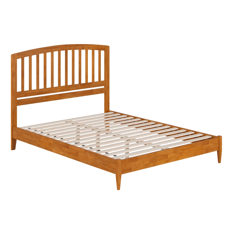 Pemberly Row Quincy Queen Wood Low Profile Platform Bed in Light Toffee