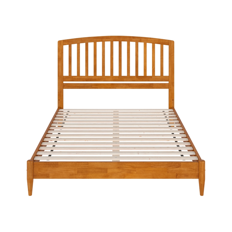 Pemberly Row Quincy Queen Wood Low Profile Platform Bed in Light Toffee