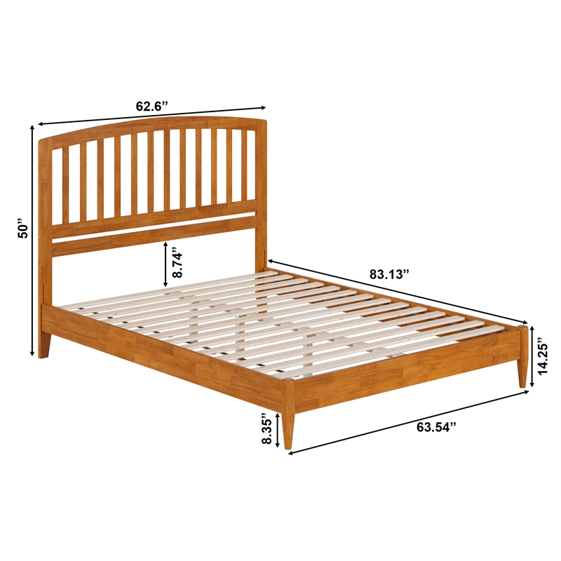 Pemberly Row Quincy Queen Wood Low Profile Platform Bed in Light Toffee