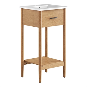 Pemberly Row Contemporary 18&quot Bathroom Vanity in Natural White