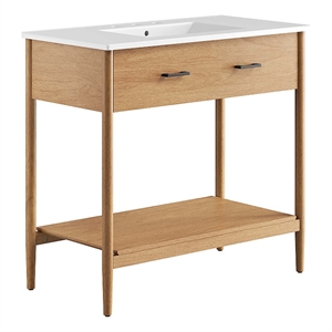 Pemberly Row Contemporary 36&quot Bathroom Vanity in Natural White