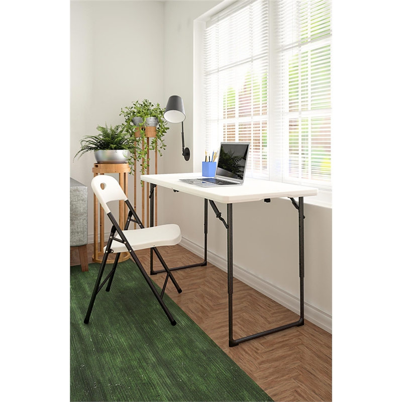 Pemberly Row 4 ft. Centerfold Blowmold Adjustable Height Utility Table in White