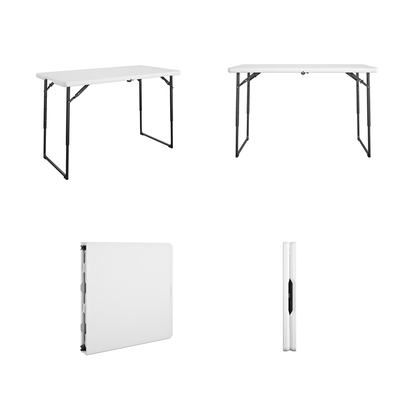 Pemberly Row 4 ft. Centerfold Blowmold Adjustable Height Utility Table in White