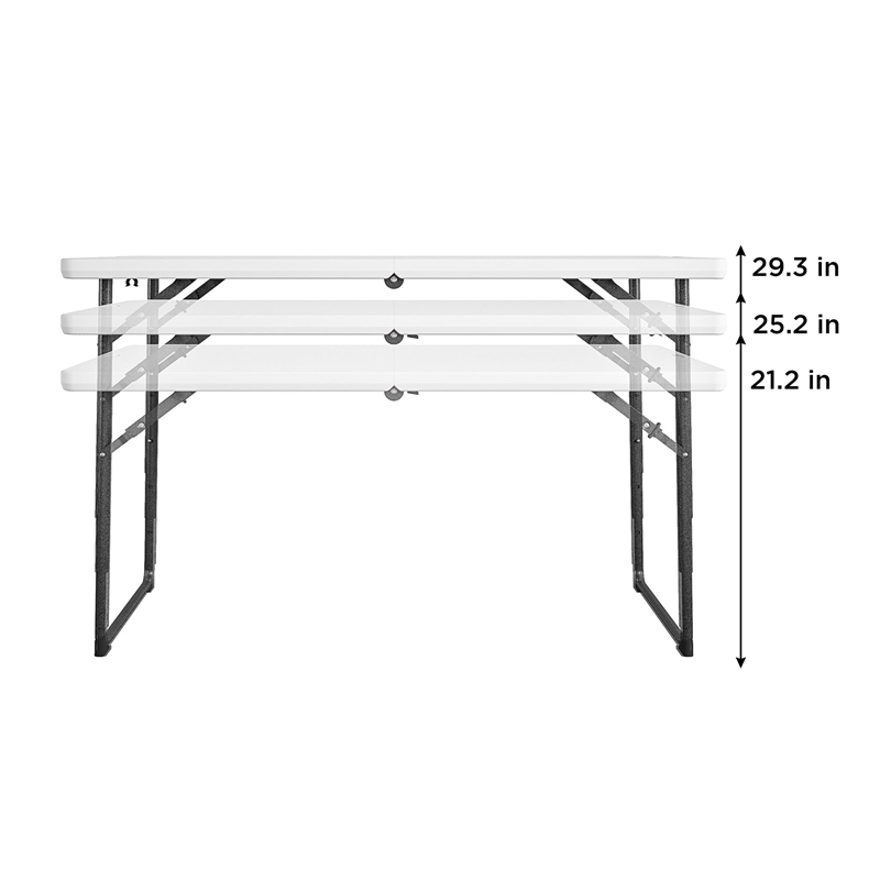 Pemberly Row 4 ft. Centerfold Blowmold Adjustable Height Utility Table in White
