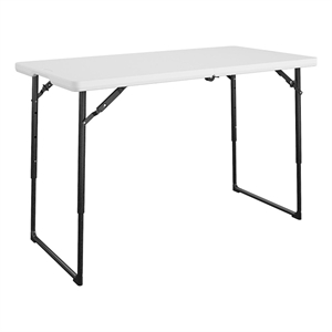 Pemberly Row 4 ft. Centerfold Blowmold Adjustable Height Utility Table in White