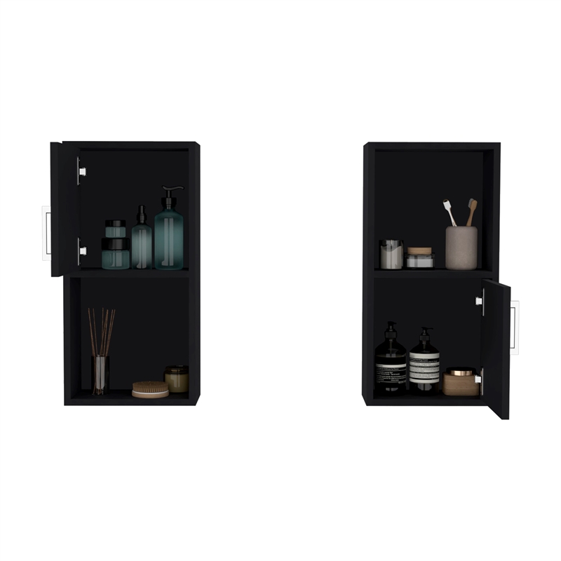 Pemberly Row Contemporary Medicine Cabinet Black Engineered Wood