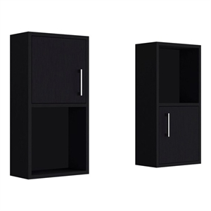 Pemberly Row Contemporary Medicine Cabinet Black Engineered Wood
