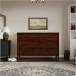 Pemberly Row Queen Wood Murphy Bed Chest w/ Mattress & Built-in Charger - Walnut