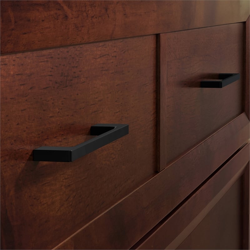 Pemberly Row Queen Wood Murphy Bed Chest w/ Mattress & Built-in Charger - Walnut