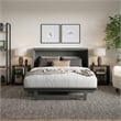 Pemberly Row Queen Wood Murphy Bed Chest with Mattress & Built-in Charger - Gray