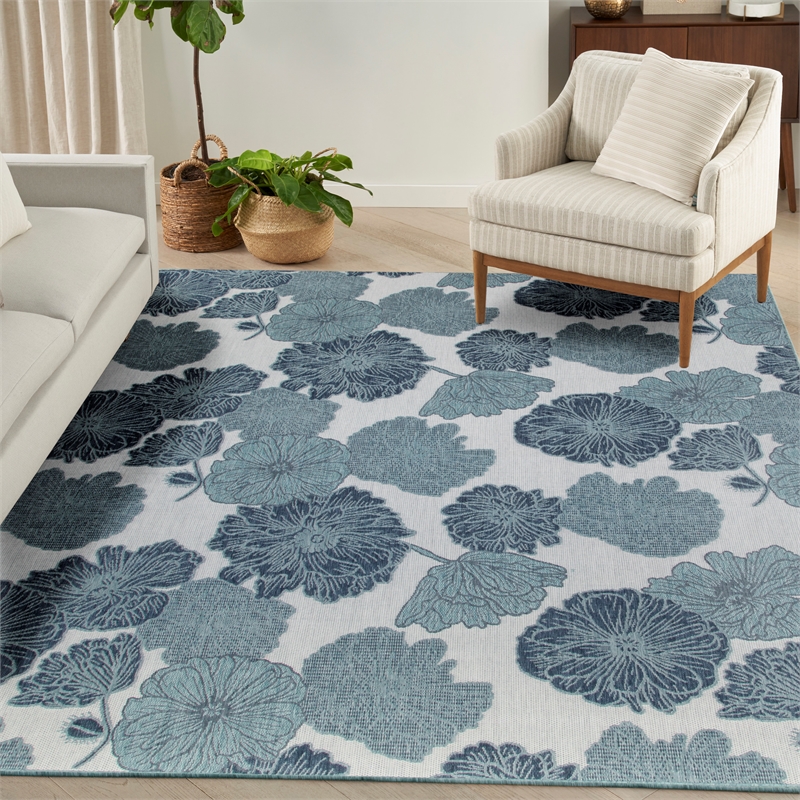 Pemberly Row Modern / Contemporary 9' x 12' Fabric Blue Area Rug
