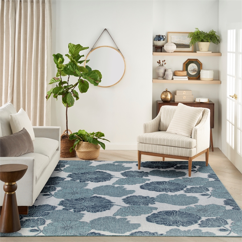 Pemberly Row Modern / Contemporary 9' x 12' Fabric Blue Area Rug