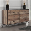 Pemberly Row Modern Solid Wood 6-Drawer Dresser in Rustic Brown