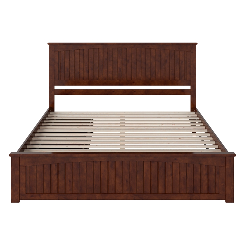 Pemberly Row King Wood Platform Bed with Matching Footboard and Drawers - Walnut
