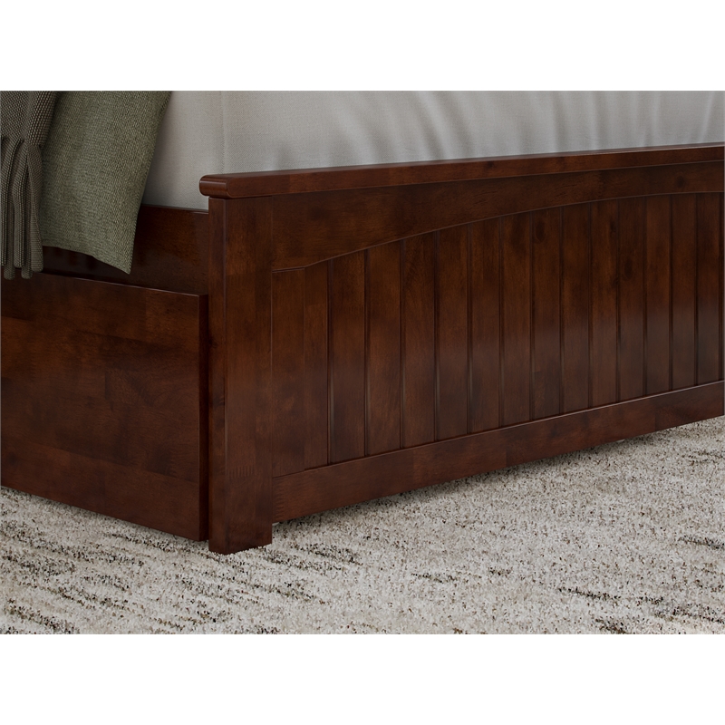 Pemberly Row King Wood Platform Bed with Matching Footboard and Drawers - Walnut
