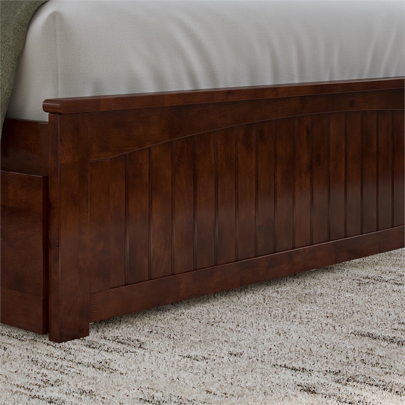 Pemberly Row King Wood Platform Bed with Matching Footboard and Drawers - Walnut