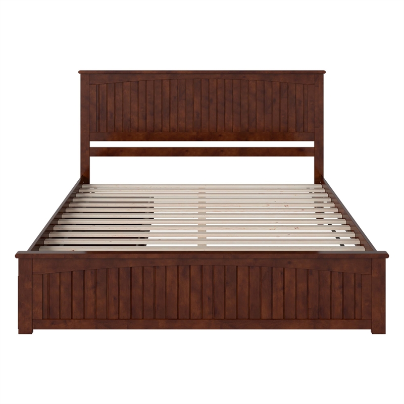 Pemberly Row King Wood Platform Bed with Matching Footboard and Drawers - Walnut