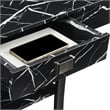 Pemberly Row One-Drawer Harri Console Table w/ Shelves - Black Faux Marble Wood