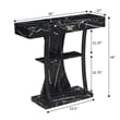 Pemberly Row One-Drawer Harri Console Table w/ Shelves - Black Faux Marble Wood