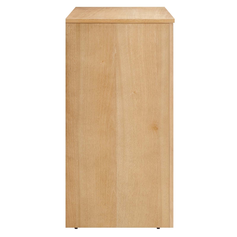 Pemberly Row Modern 2-Door Arched Door Storage Cabinet in Oak