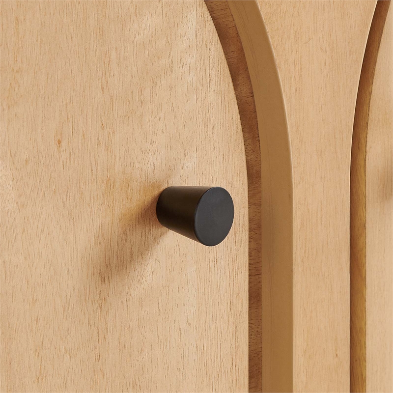 Pemberly Row Modern 2-Door Arched Door Storage Cabinet in Oak