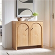 Pemberly Row Modern 2-Door Arched Door Storage Cabinet in Oak