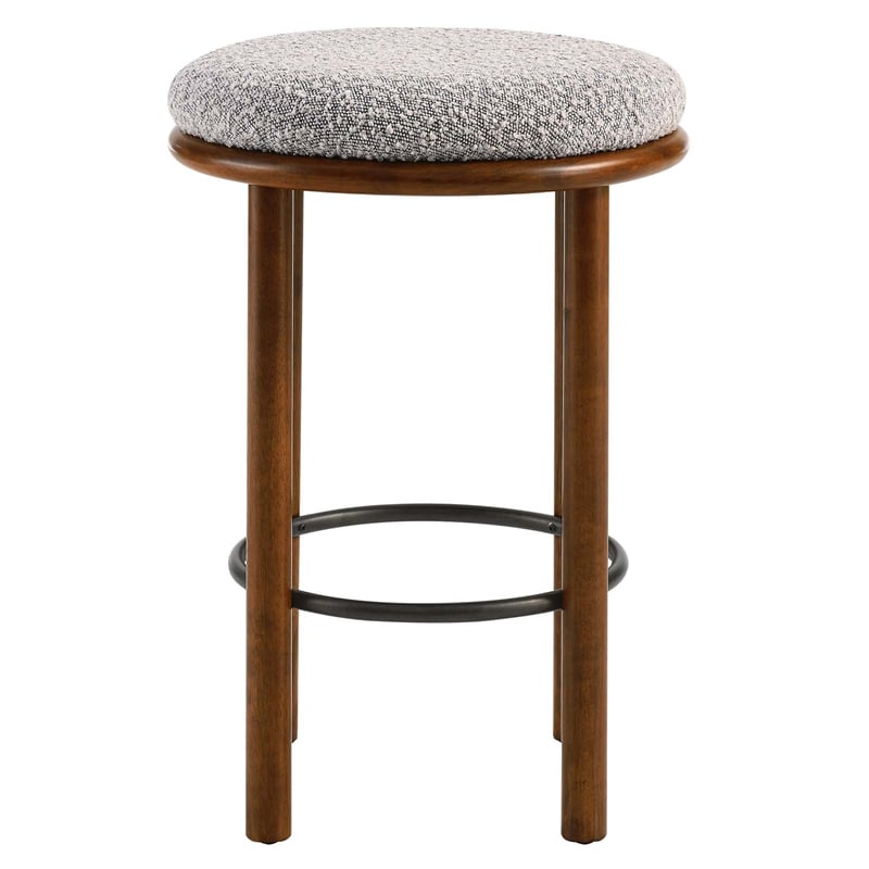 Pemberly Row Boucle Fabric Counter Stools - Set of 2 in Walnut Taupe