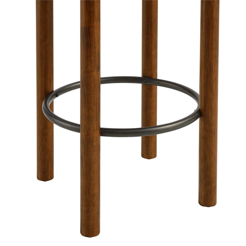 Pemberly Row Boucle Fabric Counter Stools - Set of 2 in Walnut Taupe