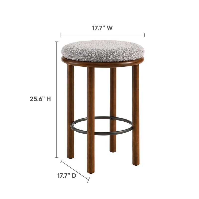 Pemberly Row Boucle Fabric Counter Stools - Set of 2 in Walnut Taupe