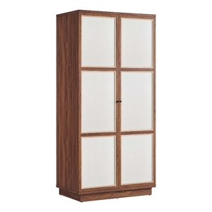 Pemberly Row Modern 70&quot Tall Wood Grain Storage Cabinet in Walnut