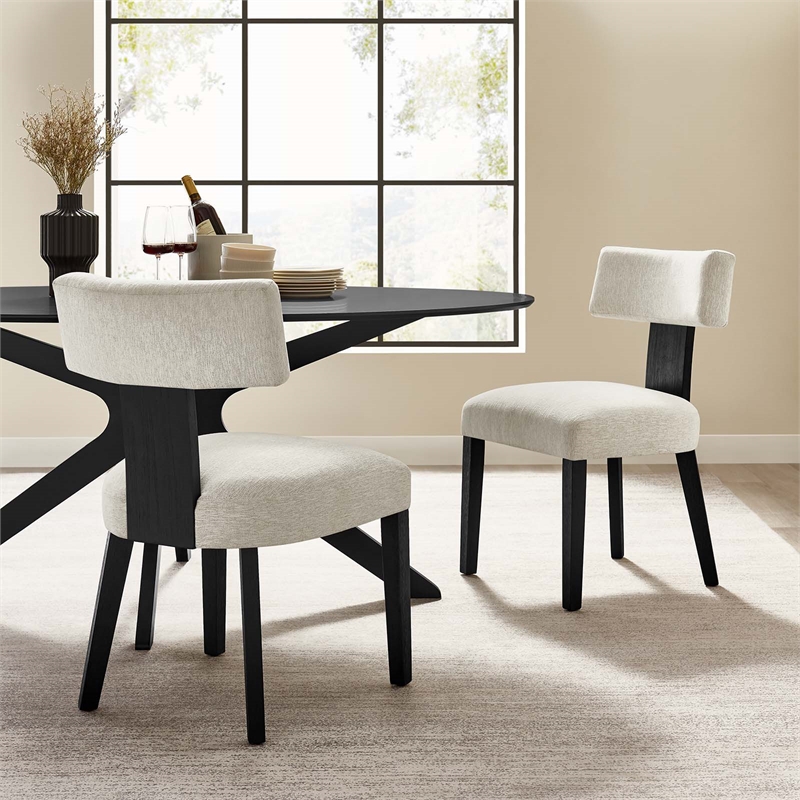 Pemberly Row Dining Chairs - Set of 2 in Heathered Weave Ivory Black