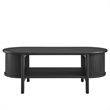 Pemberly Row Rubber Wood Oval Coffee Table with Curved Edges in Black