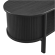 Pemberly Row Rubber Wood Oval Coffee Table with Curved Edges in Black