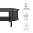Pemberly Row Rubber Wood Oval Coffee Table with Curved Edges in Black